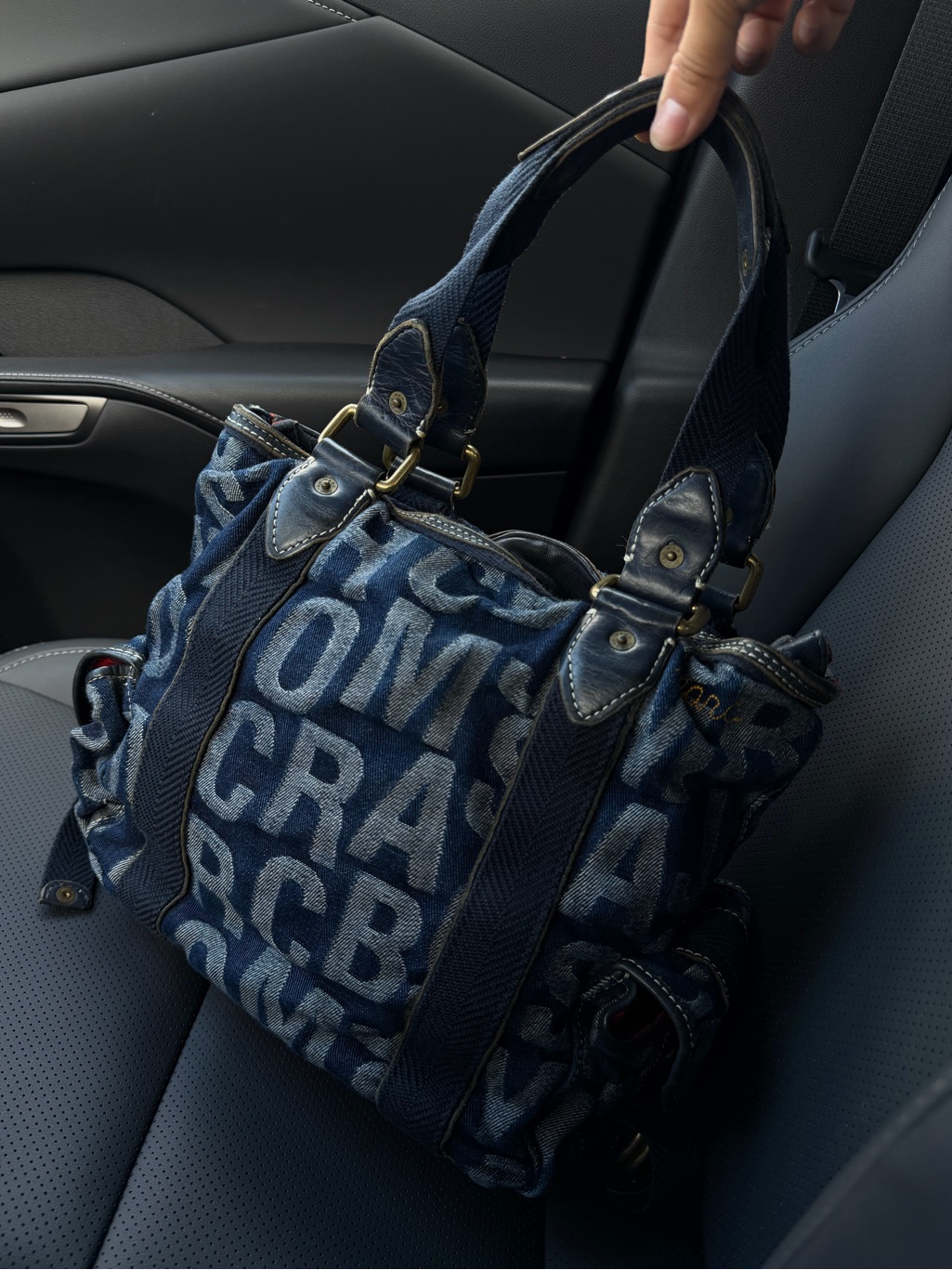 Marc Jacobs Denuncia Navy Denim Logo Shoulder Bag Y2k Archive Handbag